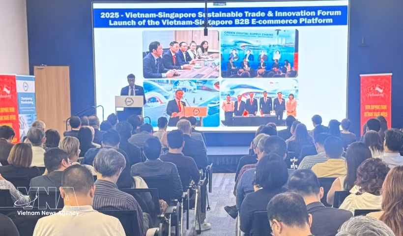 The Vietnam – Singapore business networking programme held in Singapore on April 17. (Photo: VNA)