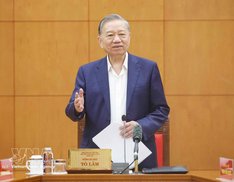 Party General Secretary To Lam speaks at the working session with the Party Central Committee's Commission for Organisation in Hanoi on March 5. (Photo: VNA)
