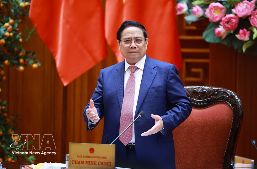 Prime Minister Pham Minh Chinh speaks at the meeting of permanent Government members in Hanoi on March 16. (Photo: VNA)