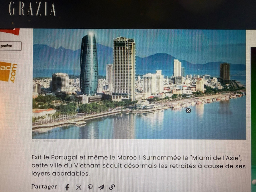 The French lifestyle magazine Grazia on February 20 runs an article portraying Vietnam’s central Da Nang city as an emerging for French retirees. (Photo: screenshot)