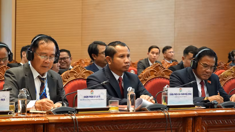 Lao delegates attend the conference. (Photo: VNA)