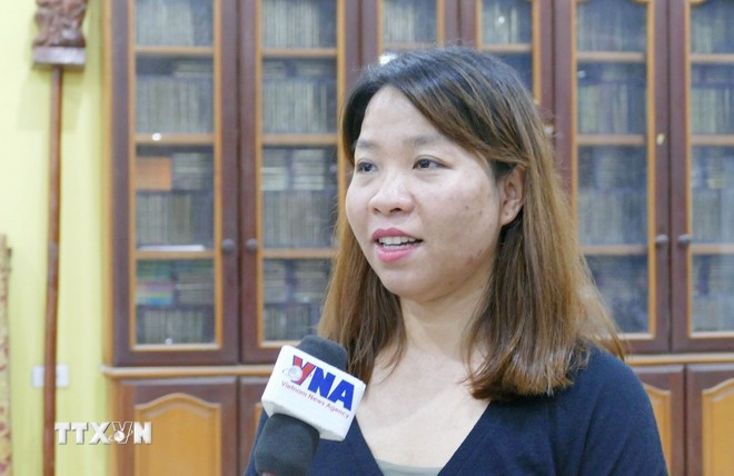 Nguyen Thi Thu Huyen, Chief of the Office of the Association of Vietnamese People in Vientiane, in an interview with the Vietnam News Agency (Photo: VNA)
