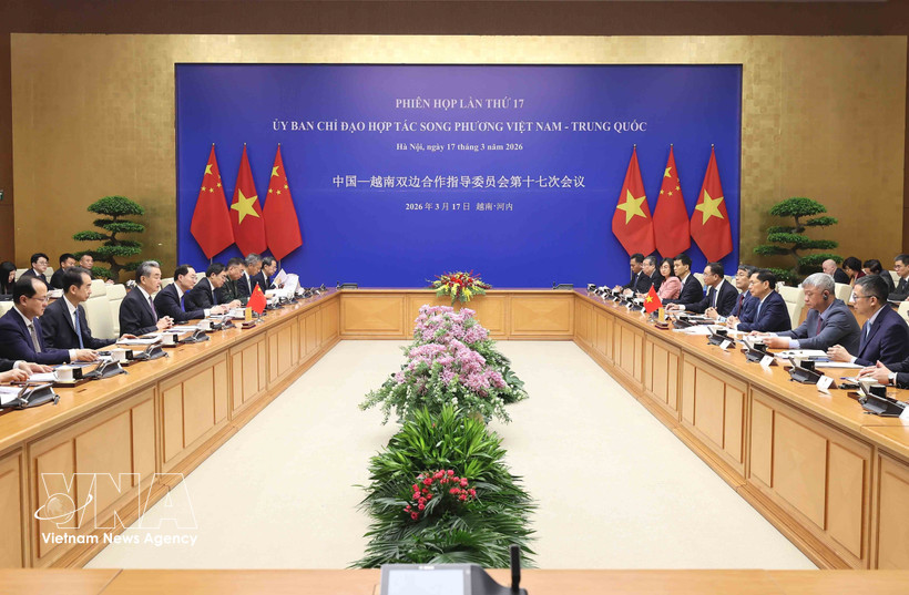 The 17th meeting of the Vietnam – China Steering Committee for Bilateral Cooperation takes place in Hanoi on March 17. (Photo: VNA)