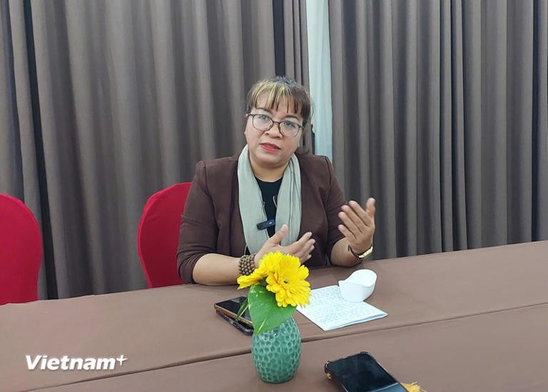Writer Nie Thanh Mai, Chairwoman of the Dak Lak provincial Association of Literature and Arts and Vice Chairwoman of the Vietnam Association of Ethnic Minority Literature and Arts. (Photo: VietnamPlus)