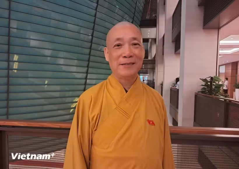 Most Venerable Thich Bao Nghiem, Vice Chairman of the Executive Council of the Vietnam Buddhist Sangha (VBS) and Head of the Hanoi Buddhist Sangha Executive Board. who is a NA deputy of Hanoi. (Photo: VietnamPlus)