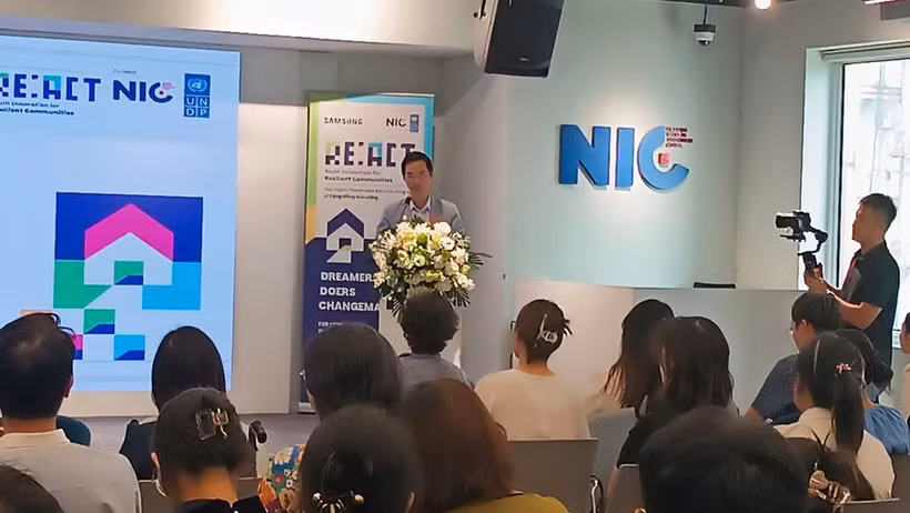 Deputy Director of the Vietnam National Innovation Centre (NIC) Do Tien Thinh speaks at the launch of RE:ACT in Hanoi on August 7. (Photo: NIC)
