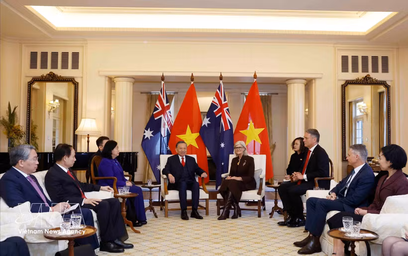 General Secretary of the Communist Party of Vietnam (CPV) Central Committee and President To Lam meets with Governor-General of Australia Sam Mostyn (Photo: VNA)