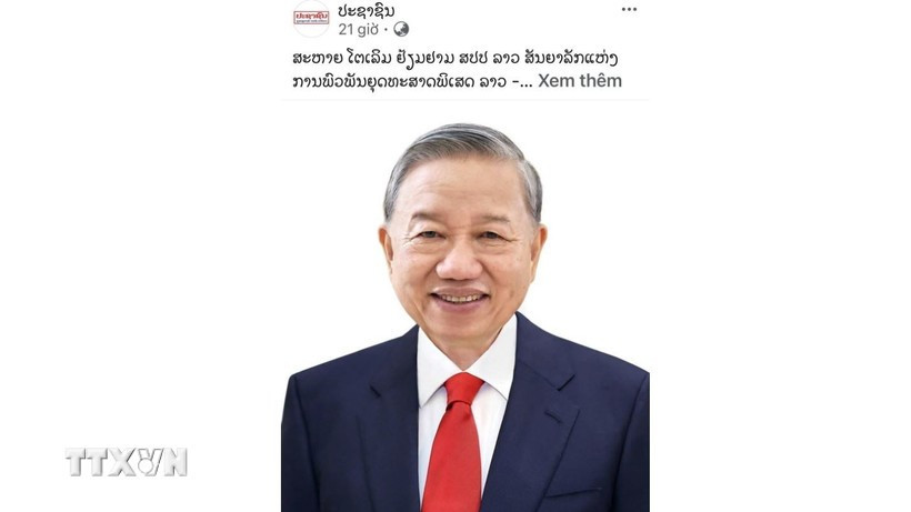 Pasaxon's article about General Secretary of the Communist Party of Vietnam To Lam’s state visit to Laos. (Photo: VNA)