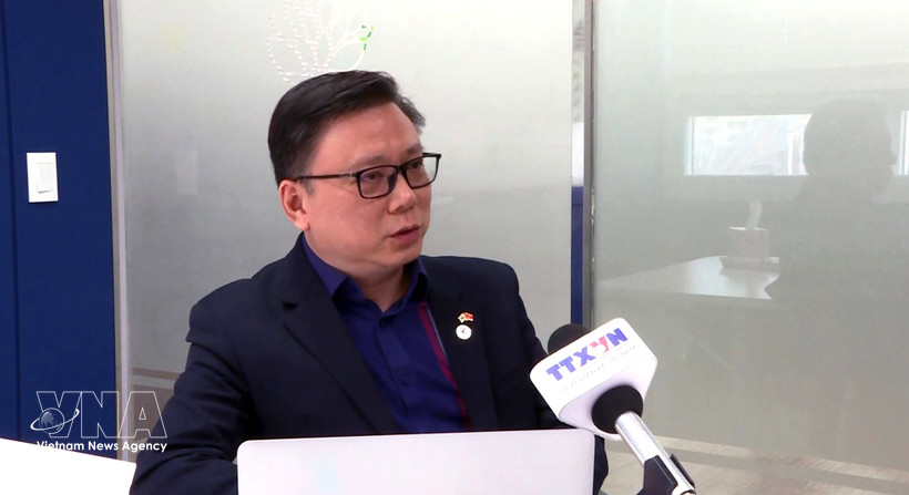 Dao Tuan Hung, Chairman of the Association of Vietnamese Community in Korea (AVCK), speaks in an interview with a Vietnam News Agency (VNA) correspondent in the Republic of Korea. (Photo: VNA)