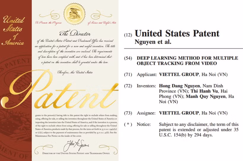 The invention "Deep-learning method for multi-object tracking from video" developed by Viettel AI has been granted a utility patent by the United States Patent and Trademark Office (USPTO).(Photo: VNA)