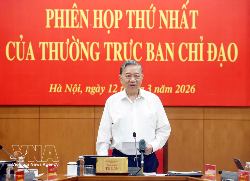 Party General Secretary To Lam speaks at the first meeting in 2026 of the Central Steering Committee for the Development of Science, Technology, Innovation and Digital Transformation on March 12. (Photo: VNA)