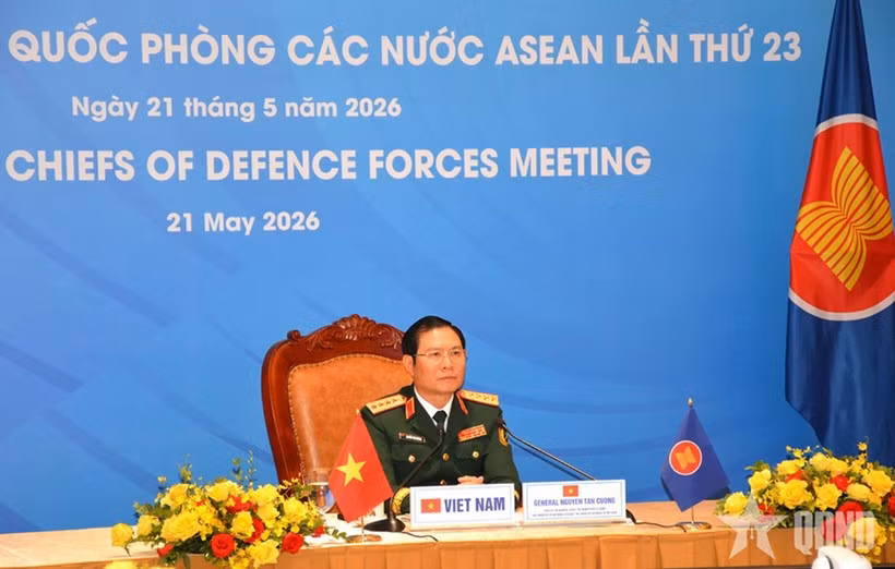 General Nguyen Tan Cuong attends the 23rd ASEAN Chiefs of Defence Forces Meeting (ACDFM-23) on May 21. (Photo: qdnd.vn)