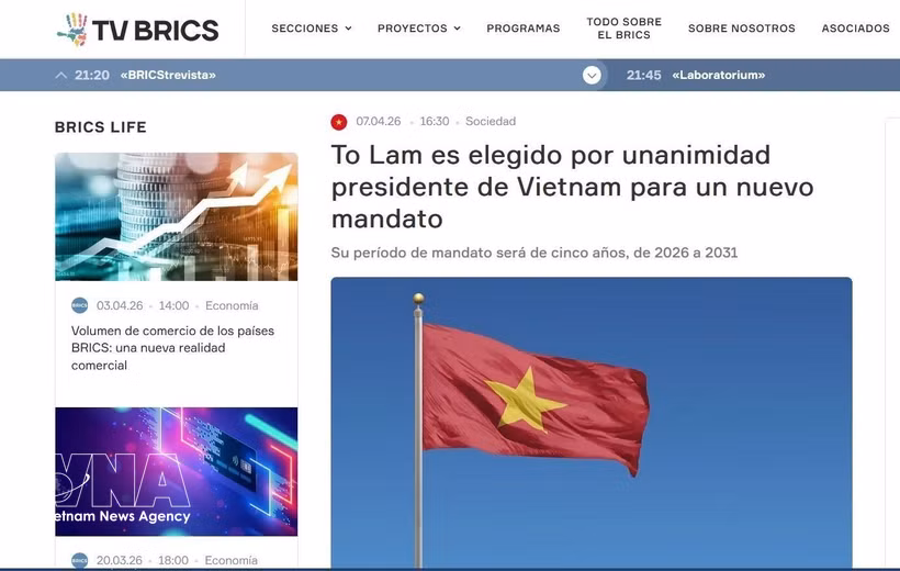 Screenshot of the article on Spanish-language BRICS television (Photo: VNA)