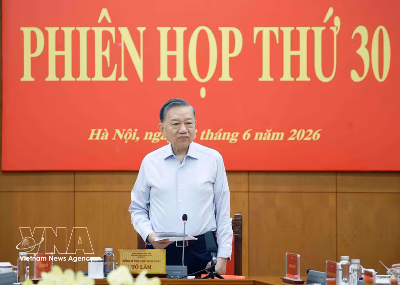 Party General Secretary and State President To Lam speaks at the meeting (Photo: VNA)