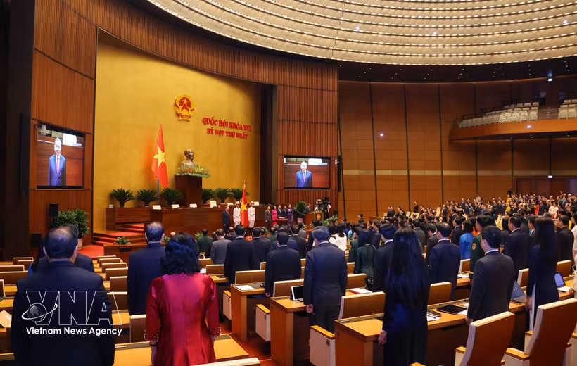 The swearing-in ceremony of President To Lam in Hanoi on April 7 (Photo: VNA)