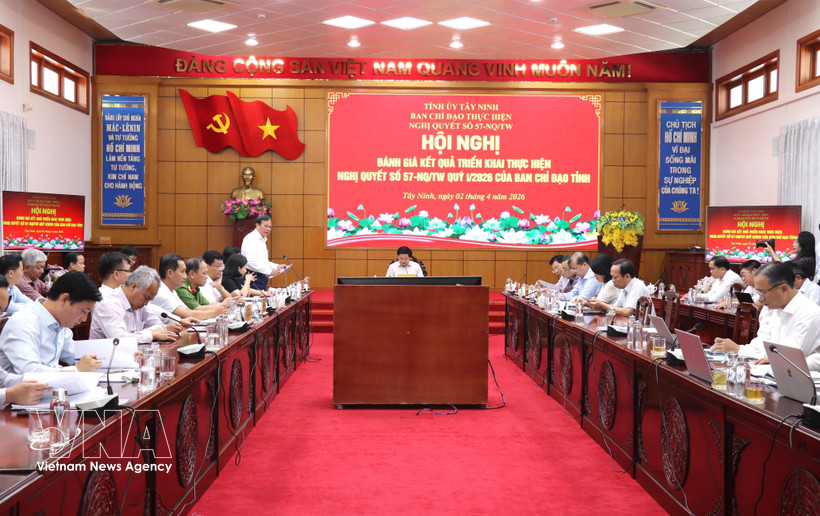 An overview of the provincial steering committee of Tay Ninh on implementing Resolution 57 on April 2 (Photo: VNA)