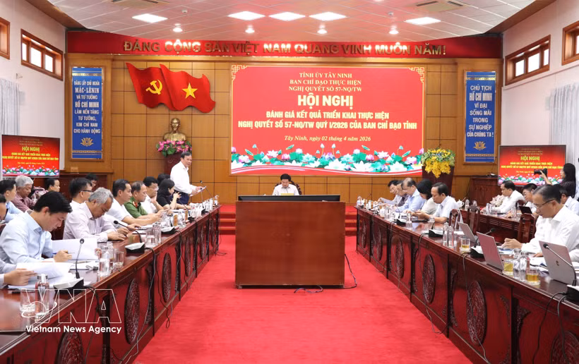 An overview of the provincial steering committee of Tay Ninh on implementing Resolution 57 on April 2 (Photo: VNA)