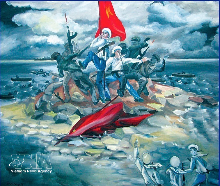 The “Immortal Circle” formed by the brave soldiers at Gac Ma (Johnson South) Reef in the Truong Sa (Spratly) Archipelago on March 14, 1988 has become an eternal symbol in the hearts of the Vietnamese people. (Photo: VNA Archives)