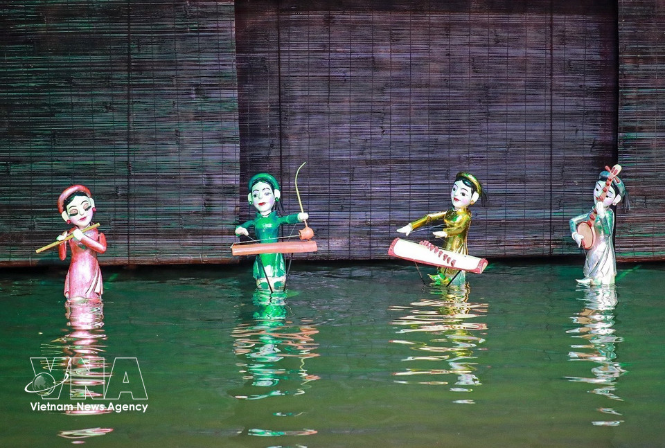 Traditional water puppetry performed at the Vietnam Puppetry Theatre. (Photo: VNA)