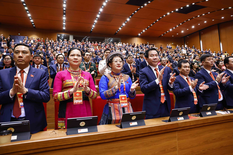 Delegates attend the 14th National Party Congress (Photo: VNA)