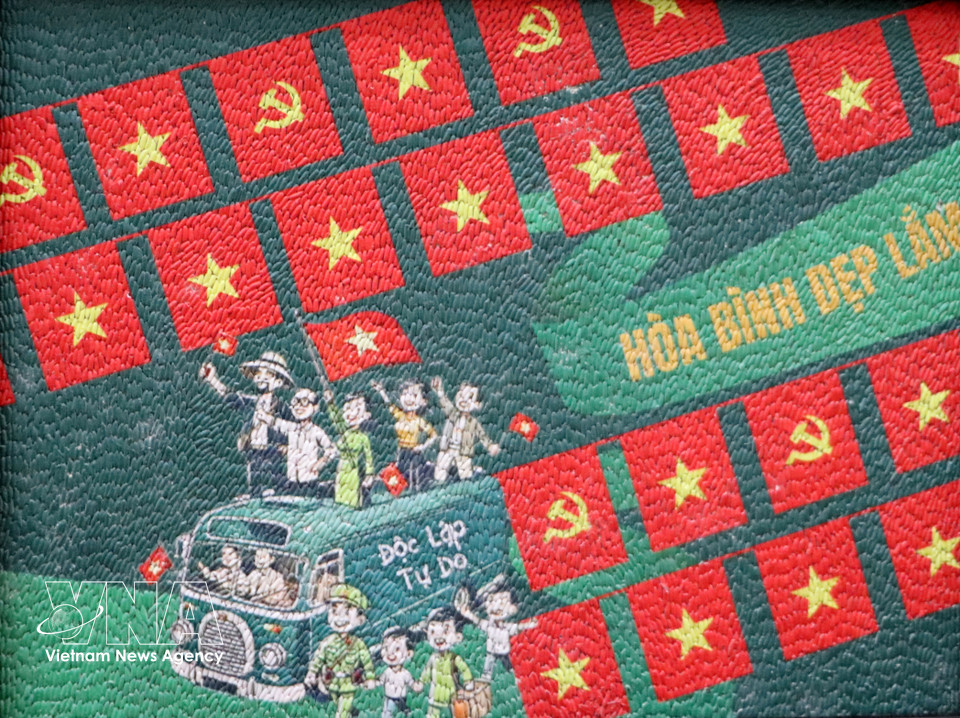 A display of rice paintings by Khuu Tan Buu (Ninh Kieu ward, Can Tho city). (Photo: VNA)