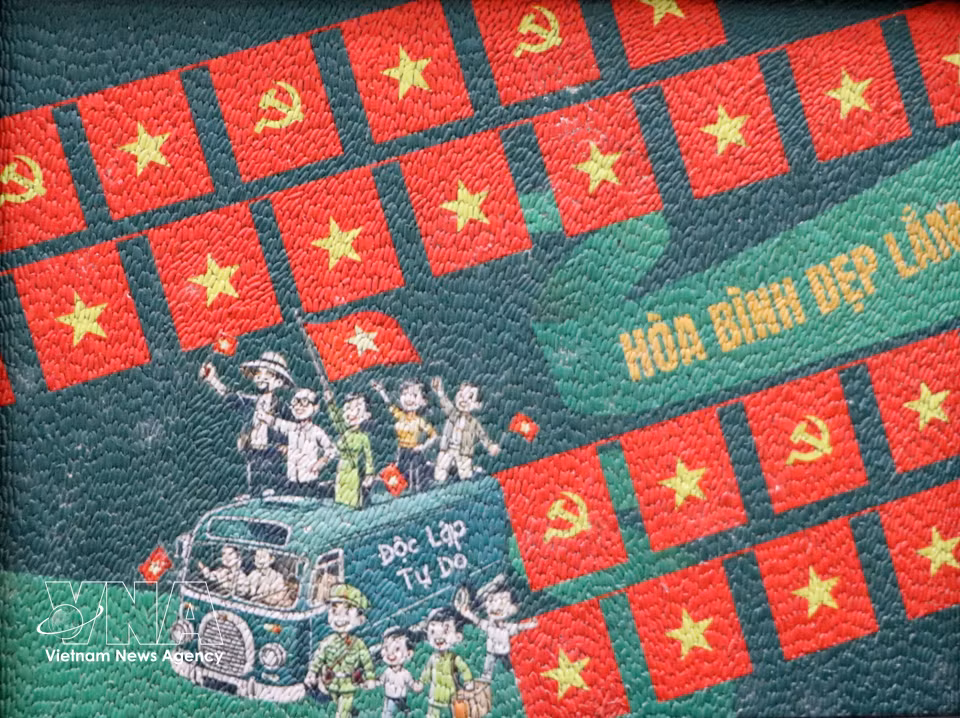A display of rice paintings by Khuu Tan Buu (Ninh Kieu ward, Can Tho city). (Photo: VNA)