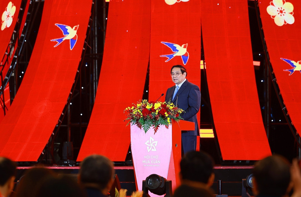 Prime Minister Pham Minh Chinh speaks at the opening ceremony of the first Vietnam Glorious Spring Fair 2026. (Photo: VNA)