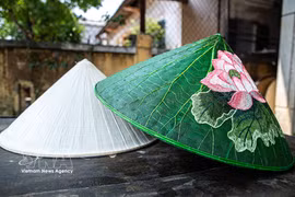 Lotus and tropical almond leaves give Hue's conical hats a fresh look