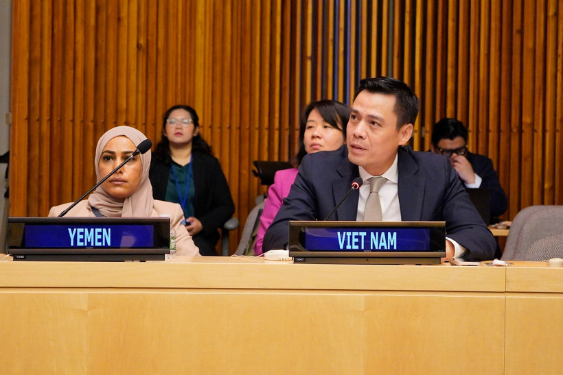 Ambassador Dang Hoang Giang, Permanent Representative of Vietnam to the UN, speaks at the dialogue. (Photo: VNA)