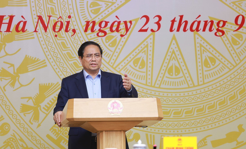 Prime Minister Pham Minh Chinh speaks at the 14th meeting of the National Steering Committee for Illegal, Unreported and Unregulated Fishing Prevention and Control on September 23. (Photo: VNA)