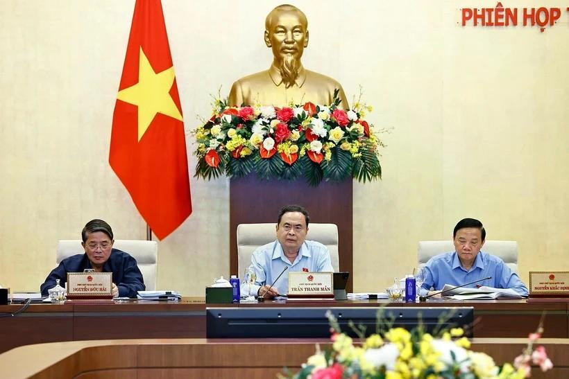 National Assembly Chairman Tran Thanh Man speaks at the session (Photo: VNA)