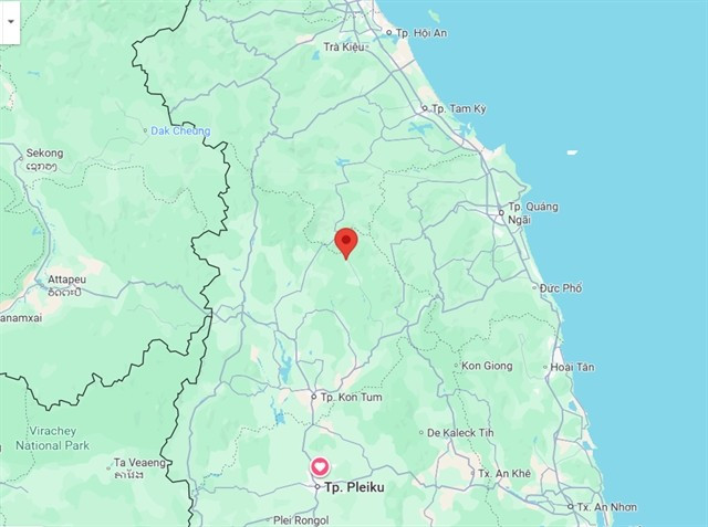 The site of November 8 morning’s earthquake in Quang Ngai, shown on Google Maps. (Photo: VNA)