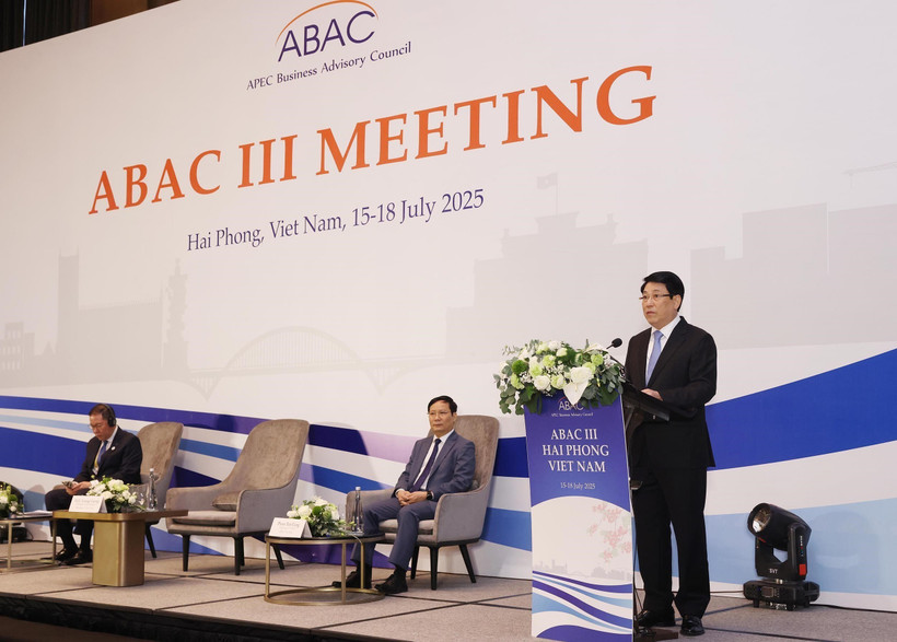 State President Luong Cuong addresses the APEC Business Advisory Council's third meeting. (Photo: VNA)