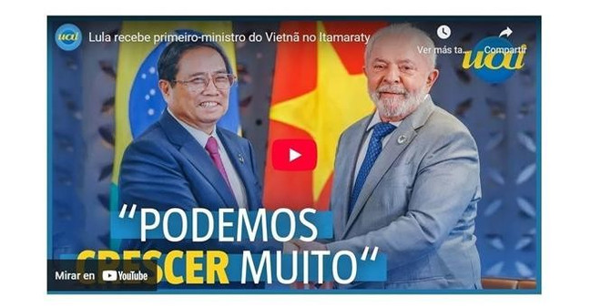 Intertelas magazine covers the talks between Vietnamese PM Pham Minh Chinh and Brazilian President Lula da Silva. (Screenshot of the article – VNA) vna-potal-truyen-thong-brazil-dua-tin-dam-net-hoat-dong-cua-thu-tuong-pham-minh-chinh-tai-rio-de-janeiro-8133393.jpg