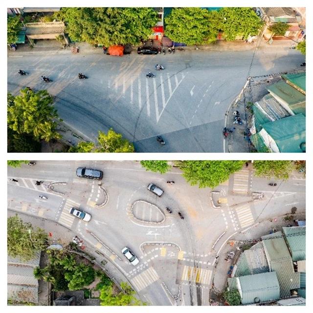 Sai Son School cluster in Quoc Oai district before and after the renovation. (Photo: VNA)