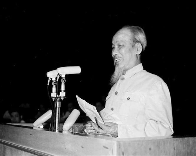 President Ho Chi Minh speaking at the opening ceremony of the 2nd session of the 3rd National Assembly, on April 7, 1965. (File photo: VNA)
