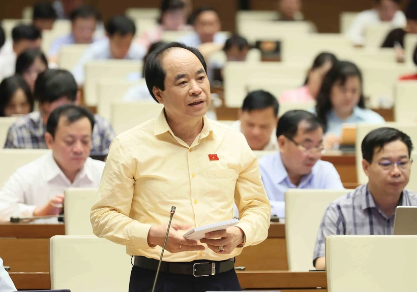Deputy Truong Xuan Cu from the capital city of Hanoi contributes his ideas at the NA sitting. (Photo: VNA)