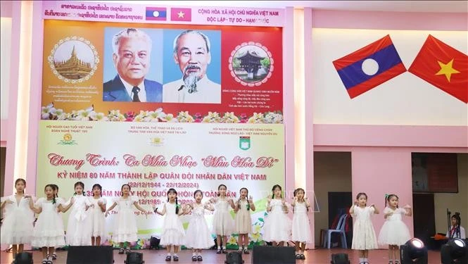 A performance of students from the Nguyen Du Lao-Vietnamese bilingual school. (Photo: VNA)