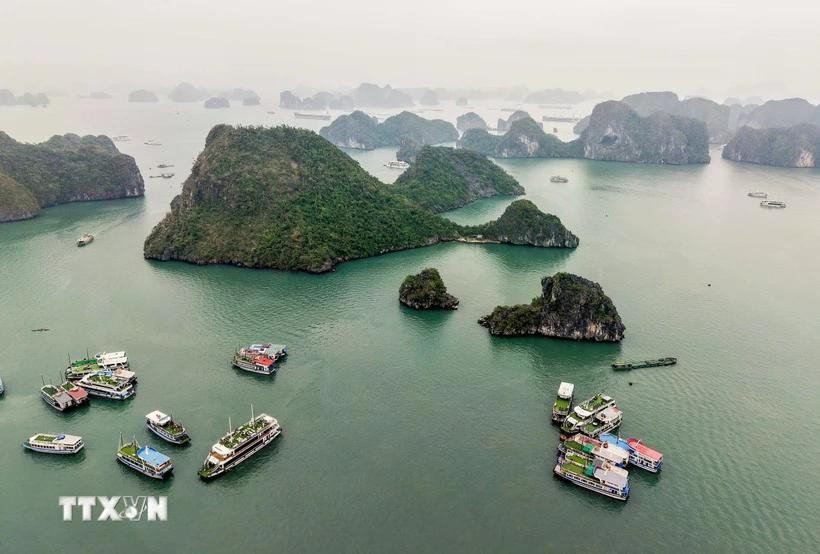 The natural scenery of Ha Long Bay attracts many tourists to visit and explore. (Photo: VNA)