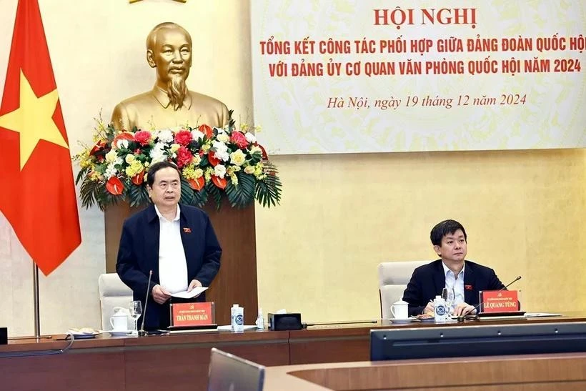 National Assembly Chairman Tran Thanh Man speaks at the conference (Photo: VNA)