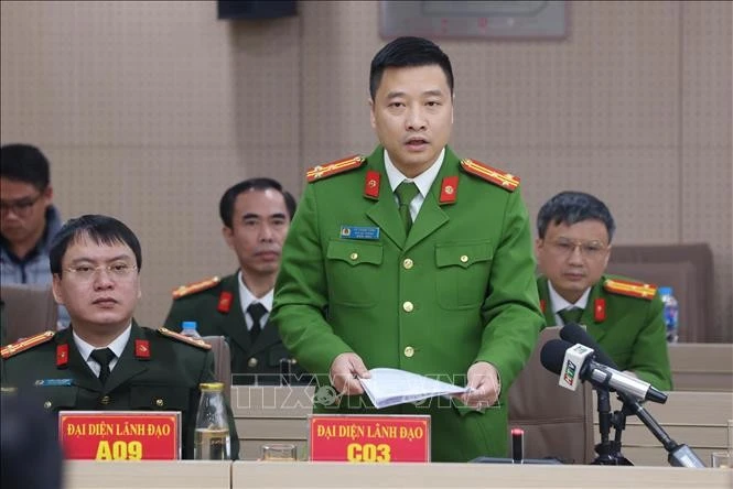 Lieut. Col. Vu Thanh Tung, Deputy Director of the Ministry of Public Security's Police Department for Investigation of Corruption, Smuggling and Economic Crimes (C03) speaks at the event (Photo: VNA)