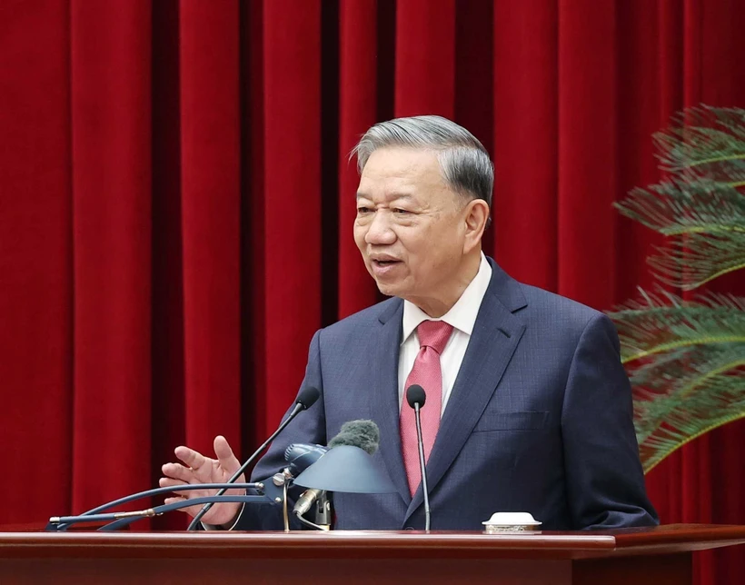 Party General Secretary To Lam speaks at the conference. (Photo: VNA)