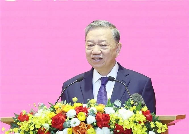 Party General Secretary To Lam speaks at the conference. (Photo: VNA)