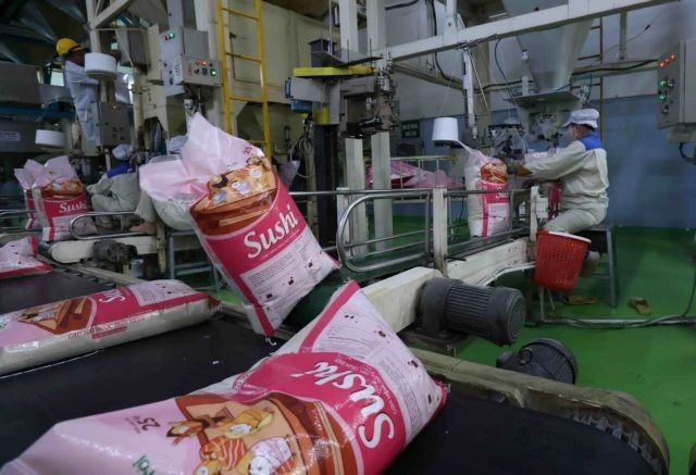 Rice packed for export at a plant of Loc Troi Group in An Giang province. (Photo: VNA)