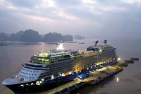 The Malta-flagged Celebrity Solstice, carrying 3,016 passengers, docks at Ha Long International Cruise Port in Bai Chay ward, Quang Ninh province. (Photo: VNA)