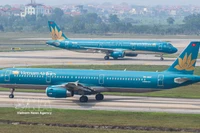 A Vietnam Airlines aircraft at Noi Bai International Airport (Photo: VNA)