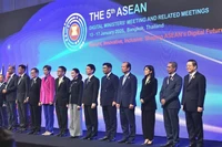 Participants at the 5th ASEAN Digital Ministers Meeting (ADGMIN) in Thailand. (Photo: VNA)