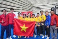 The joy of the Vietnamese karate team (Photo: VNA)