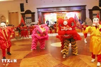 Lion dancing at the programme (Photo: VNA)