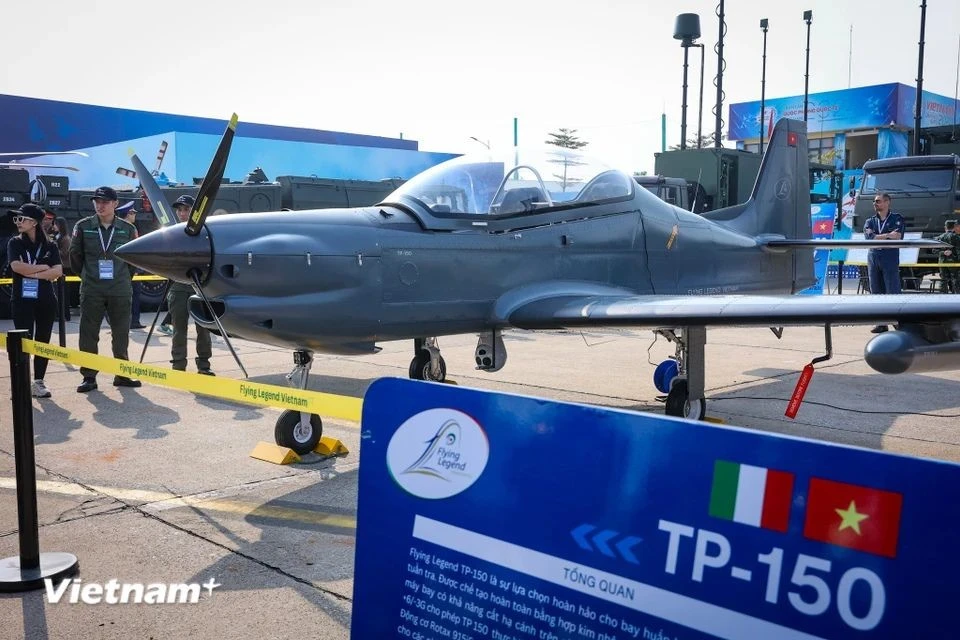 The TP-150 is unveiled as a locally produced solution for both military training and patrol missions at the exhibition’s outdoor space. (Photo: Vietnam+)